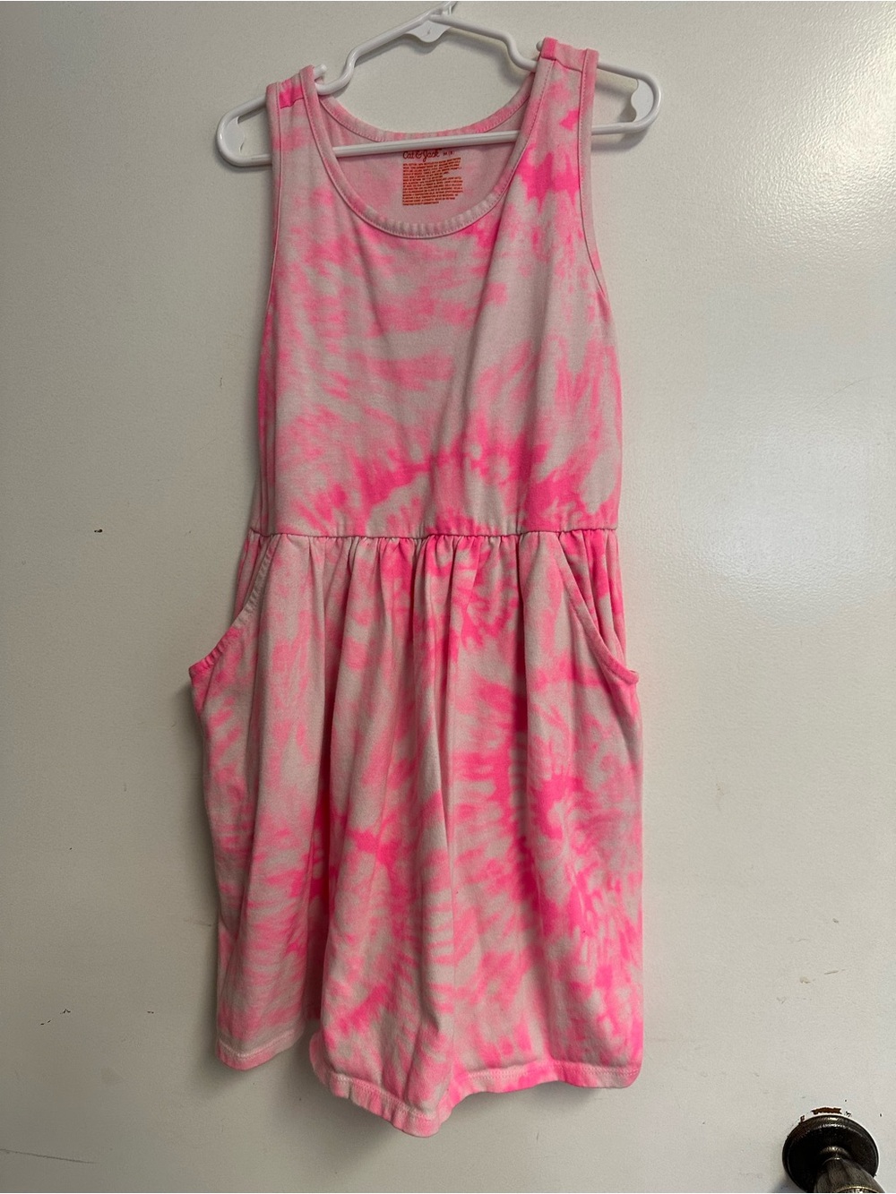 Cat & Jack Pink Tie-Dye Sleeveless Pocket Dress